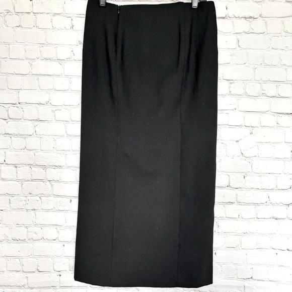 ZARA Collection NEW! Double Front Slits Black Wool Midi Straight Skirt--M - Picture 11 of 13